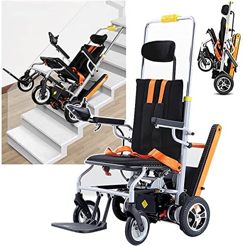 咚呱 Elektrischer Rollstuhl + Raupen-Treppenstuhl (2 In 1 Abnehmbar), 360°-Joystick + Ausdauer: 25 Km, (Last 150 Kg/330 Lb) Treppenauf- Und -Abtransport