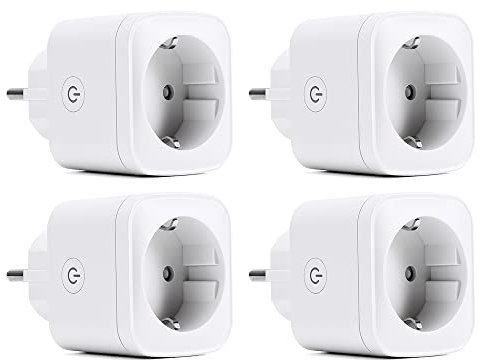Presa intelligente 16 A confezione da 4 pezzi, Presa domestica intelligente misura il consumo di energia, con telecomando e controllo vocale, funziona con Alexa, Google Home, solo a 2,4 GHz