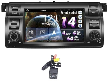 Amaseaudio Android 14 Autoradio 7zoll fur BMW 3 Series E46 1999-2004, Drahtloses Carplay Android Auto, DSP+, Unterstützung 4GWifi Bluetooth 5.0 GPS-Navigation SIM-Kartensteckplatz