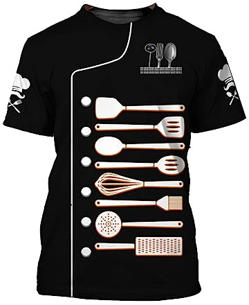 Aiihoo Chaqueta de cocinero de manga corta para hombre y mujer, color en contraste, chaqueta de panadero, ropa de cocina, camisa de cocina, chaqueta de trabajo, Negro y naranja, XL