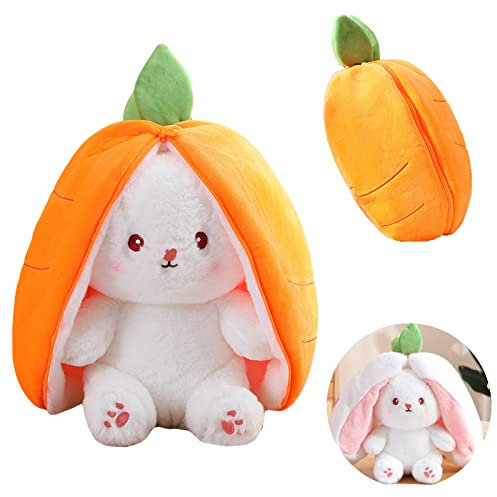 TROYSINC Hasen verstecken, Hase Kuscheltier Plüschtiere Erdbeerhasen Karotten Hasen Kuscheltier Versteckspiel Ostergeschenke Für Kinder, Jungen, Mädchen (Karotte,18cm)