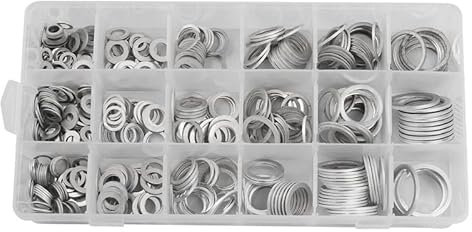 QtthZZr Unterlegscheiben 450 Stück Aluminium-flachdichtungen Unterlegscheiben Verschiedene Dichtungen Metalldichtscheiben Verschiedene Aluminium-dichtringe