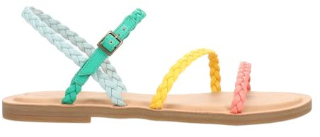 TOMS Women's Kira Flat Sandal, Multi Synthetic Braid, 7 UK