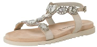 Tamaris Damen Sandalen Leder Sommer; SILVER/metallic; 36 EU