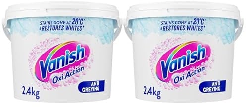 Vanish Gold Oxi Action Laundry Booster and Stain Remover Powder for Whites | PAck of 2 | 2.4kg Each | Removes Tough Stains Even at 20°, For Whiter Whites, Safe on Everyday Fabrics