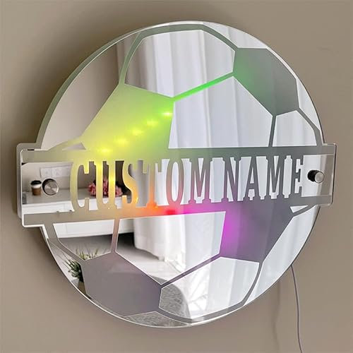 Personalisiertes Volleyball Neon Zeichen, Custom Name Spiegel Licht, Sport Nachtlicht für Schlafzimmer, Kinder Geschenke für Volleyball Liebhaber