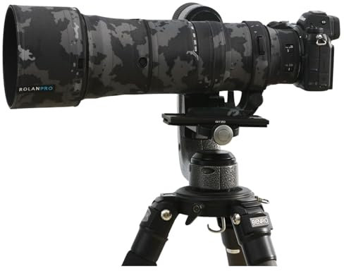 ROLANPRO Custodia impermeabile mimetica per obiettivo Nikon Z 180-600 mm F/5.6-6.3 VR, copertura antipioggia, custodia protettiva per obiettivo, #18 nero scuro impermeabile