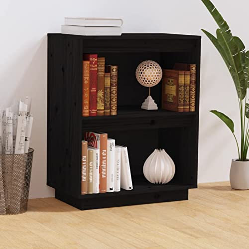 TANZEM Beistellschrank, Komodenschrank Sideboard, Konsolenschrank, Teeschrank, Büro Kommode, Schwarz 60x34x75 cm Massivholz Kiefer