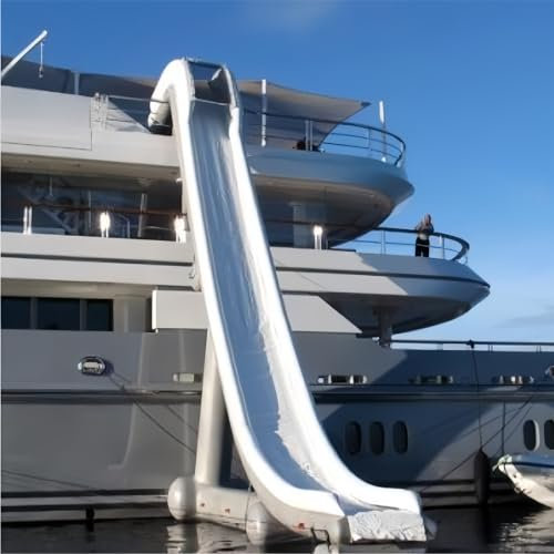 Gueploer Summer Sea Yacht Slide Inflatable Water Slide Park Floats Mobile Park, Easy to Install And Inflate, with Air Pump,16.4Ft/5M