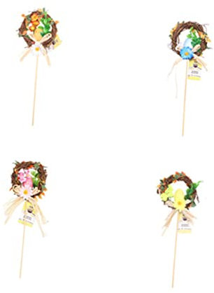 GOOHOCHY 2st Osterkranz Dekoration Rasendekorationen Ei-Spiel-Zeichen Für Zu Hause Osterkranz-Kuchen-Picks Eiergirlande Ostern Rustikaler Osterkranz Hölzern Blumen Kind Anlage