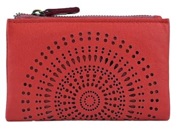Laura Biagiotti Damen Geldbörse aus Echtem Leder, mit Geometrischem Durchbruchmuster, Klein und Kompakt, mit Geschenkbox