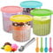 4 Pack Ice Cream Tubs for Ninja CREAMi Deluxe NC500 NC501 UK Series, Ice Cream Containers with Lids, Clear Desert Pint with 4 Spoons, Homemade Dessert Tubs Dishwasher Safe
