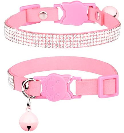 LQI 1 Stück separates Katzenhalsband, Kätzchen-Haustierhalsband Strass-Katzenhalsband mit Glocke