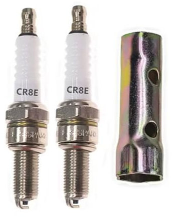 2 x CR8E Zündkerzen, Motorrad -Standard -Zündkerze 10mm Mit Einbauhülse für Motorräder