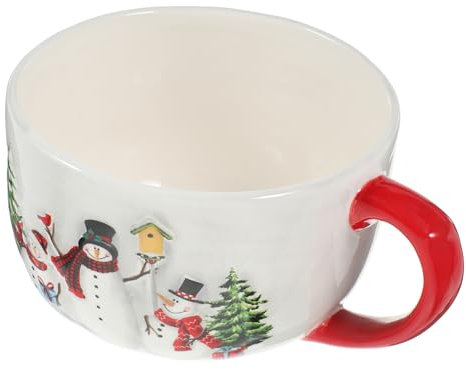 TOPBATHY Fine Bone China Christmas Mug Embossed Coffee Cup Cartoon Cereal Mug Set