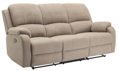 Vente-unique-Divano 3 posti relax in Microfibra Tortora - BRODY