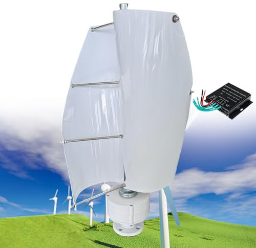 12000W Kit de Generador de Turbina Eólica, Turbina Eólica Vertical de Eje de Levitación Magnética Helicoidal de 12V 24V y 48V, con Controlador MPPT, para System Híbrido Eólico y Solar,E-12V