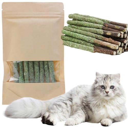 8pcs Cat Grass Teething Stick,Cat Chew Sticks,Cat Dental Chews,Natural Cat Dental Sticks,Green Grass Cat Teething Sticks,Catnip Sticks for Cats,Cat Dental Toy,Cat Teething Toy for Hairball Removal