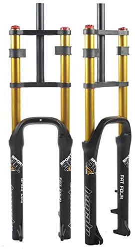 Fourche à Suspension pour vélo de Plage de Neige 26 Pouces 4.0 Pneu Fourche Avant de vélo 1-1/8 Tube Droit Fat Tire VTT Fourche de vélo Débattement 140 mm Double épaulement QR 9 mm Freins à Disque F
