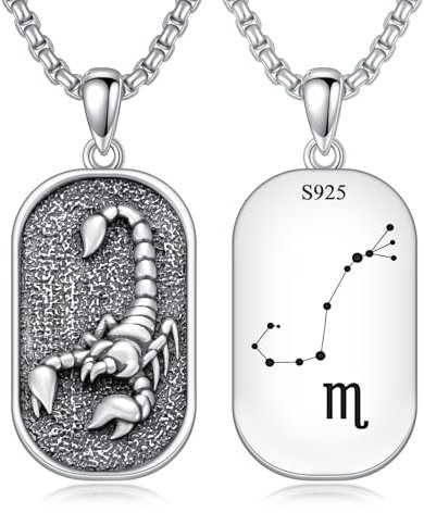 enjoylifecreative Sternzeichen Skorpion Halskette für Herren Damen 925 Sterling Silber Scorpio Sternbilder Horoskop Anhänger Kette Schmuck Geschenke für Männer Frauen
