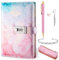 Diary with Lock for Girls, A5 Secret Diary for Girls Age 6-14, Birthday Gifts for Girls Teenager 7 8 9 10 11 12 13 Year Old, Leather Password Locked Journals with Pen Pencil Case (Pink)