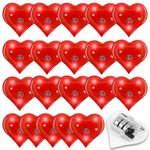 20 Stück LED Broschen, Herz Valentinstag Brosche, Blinkende Brosches | Herz Broschen,LED Leuchten Blinkende Herzen,LED Herzs, für Valentinstag Hochzeit Jahrestage Weihnachten Geburtstag Deco