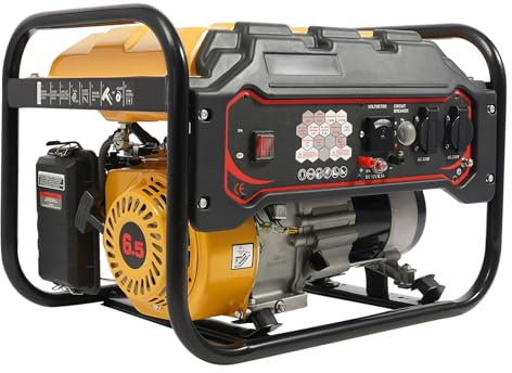 Generatore di corrente a benzina, 6,5 CV, motore a benzina a 4 tempi, gruppo di emergenza, generatore di corrente 2000 Watt, 8,3A, 220 V, generatore portatile, garage o campeggio
