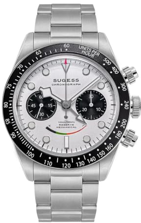 Seestern Sugess S457 Panda Chronograph mechanisch Stahl Weiß Schwarz Saphir Herrenuhr, Weiß