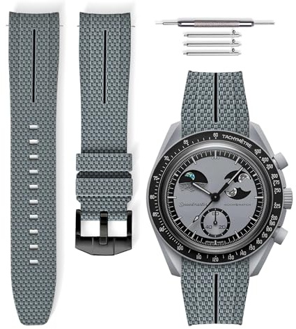 HORACE Universelles 20-mm-Uhrenarmband aus LSR-Silikon mit Schnellverschluss – Premium-Textur mit farbiger Linie – Kompatibel mit Omega x Swatch MoonSwatch