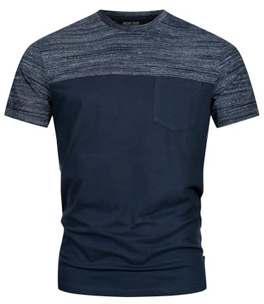 Indicode Herren INSprings T-Shirt mit Rundhalsausschnitt und Brusttasche | Herrenshirt Sommershirt Navy, L