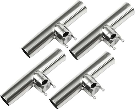 LOIRIIC 4pcs Edelstahl Bootsrutenhalter,304 Edelstahl und PVC Angelhalterungen Boot Fischerboot Einzeln Schraubbar Rutenhalter Reling Rutenhalterung Klemme Angeln für Rails