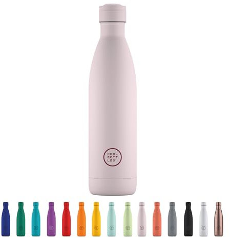 Cool Bottles - Botella de Agua de Acero Inoxidable - 750ml - Pastel Pink - 26,5 x 7 cm - Botella Térmica Hermética - Bebidas frías 36 horas y calientes 18 horas - Triple-Cool Technology - Sin BPA