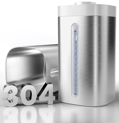 Jack & Rose Stainless Steel Humidifier, Easy to Clean, Dishwasher Safe, Cool Mist Humidifiers for Bedroom