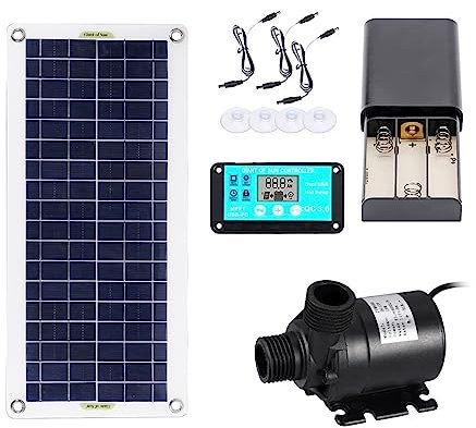 Bomba de estanque exterior solar, 50 W bomba de agua solar sin cepillo panel solar Kit de piscina de agua de pescado 12 V decoración de jardín piscina alimentada fuente estanque Pum Aquarium