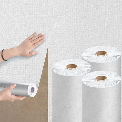 Anttyscar White Thicken Self Adhesive Wallpaper 3D Thermal Insulating Peel and Stick Wallpaper Thermal Insulating Wall Panels Stick On Wall Covering Kitchen Removable Furniture Sticker 3Roll