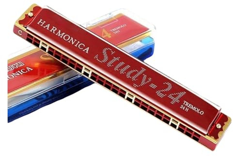 24-Loch-Mundharmonika Tremolo Suzuki Mundharmonika Gaita Maultrommel mit Etui Musikinstrument Tonart C Blues Synthesizer Professional(A)
