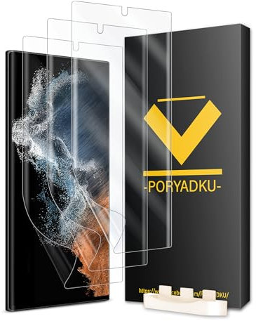 3 Pièces Soft Protection ecran pour Samsung Galaxy S22 Ultra 5G, Cadre d'Installation 1 Pièces, Compatible avec d'empreintes, 3D-Coverage, Sans Bulle [Non-Verre]