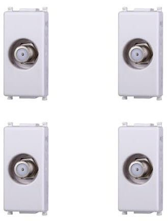 Elektronova Presa TV Satellitare Tipo F Bianco compatibile Vimar Plana Kit 4 Pezzi 2252