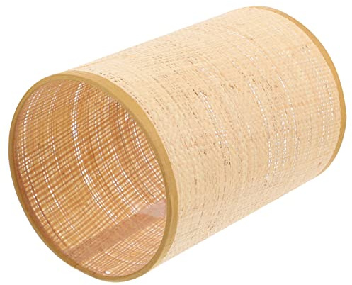 Rattan Lampenschirm für E27/e14 Trommel Tisch und Stehlampen | Schirm für Stehlampe, Metallring zur Fixierung, Lochdurchmesser 4,2cm, Dekorativ für Zuhause und Riegel