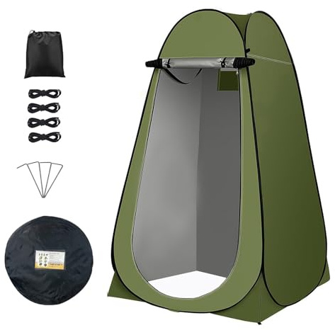 Tente de toilette pop-up et de douche, abri d'intimité portable pour l'extérieur, imperméable, anti-UV, convient pour le camping, la randonnée, la pêche, la plage et les pique-niques (vert)