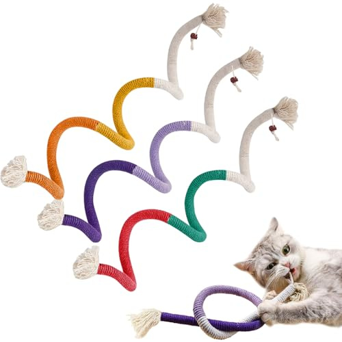 HotoPink 3 Pcs Catnip Chew Rope, Natural Catnip Cotton Ropes, Cat Bite Rope Chew Toy, Cat Natural Safe Teeth Cleaning Stress Release Rope Toy