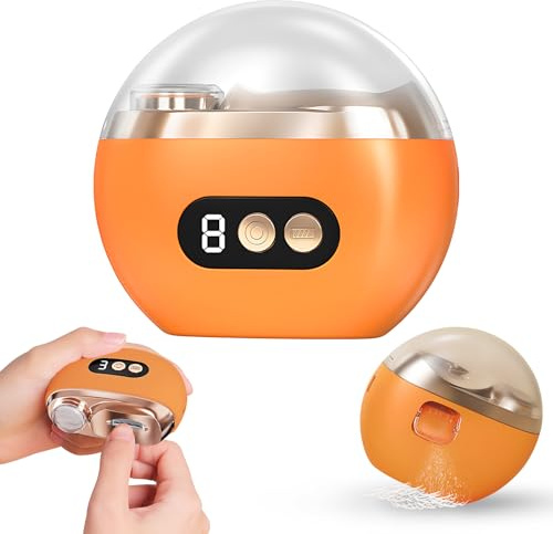 Electric Nail Clipper with Polishing for Seniors Adult Fingernails, Rechargeable Automatic Nail Trimmer 3-Speed, Safe and Convenient,Orange
