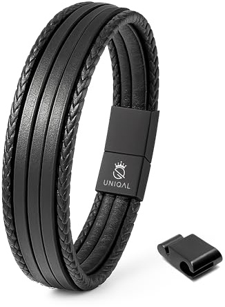 UNIQAL | Lederarmband Herren Premium Style Mens Bracelet | Gratis Geschenk Box | Echtleder, Edelstahl