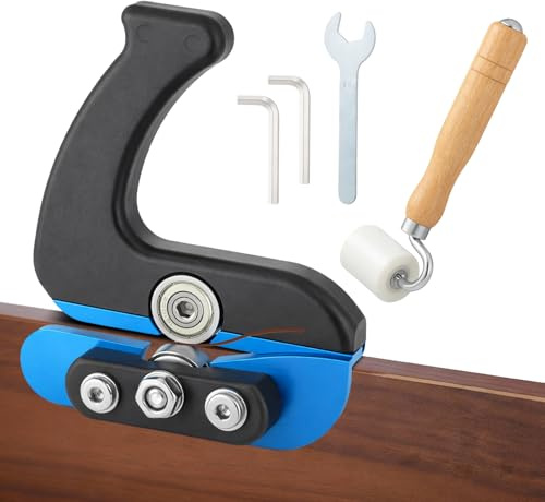 Lanties Edge Banding Trimmer Dual Offset Bearings with Seam Roller Edge Banding Cutter for Precision Trim and Ergonomic Grip Wallpaper Smoothing Hand Tool for Laminate Facing