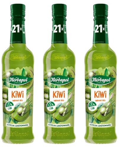Herbapol Kiwi Sirup 3x 420ml - Getränkesirup für Wasser Fruchtsirup Vitamin C