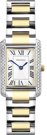Sekonda Colette Damen-Armbanduhr, 22 mm, Quarz-Stein, zweifarbig, mit Analog-Anzeige und zweifarbigem Armband