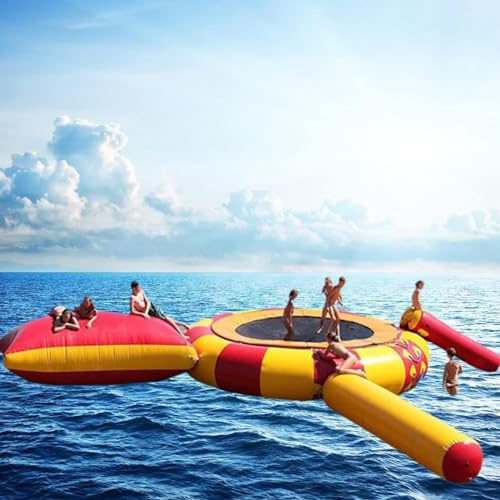Trampoline gonflable avec toboggan – Plateforme de piscine flottante mobile pour enfants, 5 m