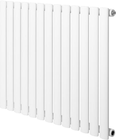 Radiador Ovalado de Columna Simple Blanco 60 cm x 78 cm – Acero al Carbono 742 W |Radiador de Agua para Calefacción Eficiente | Soportes, Kit y Cepillo Incluidos – Garantía 15 Años