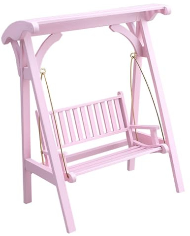 Natural Wood Miniature Swing Chair for Doll House Decoration Kids Creative RolePlay Game and Imagination Activity Toy Doll House Wooden Swing Chair