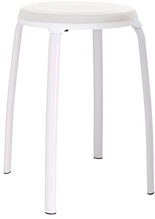 axentia Badhocker Farbe wählbar Hocker Ø30x47cm Sitzhocker Kunststoff Duschhocker 110kg, Farbe:weiß